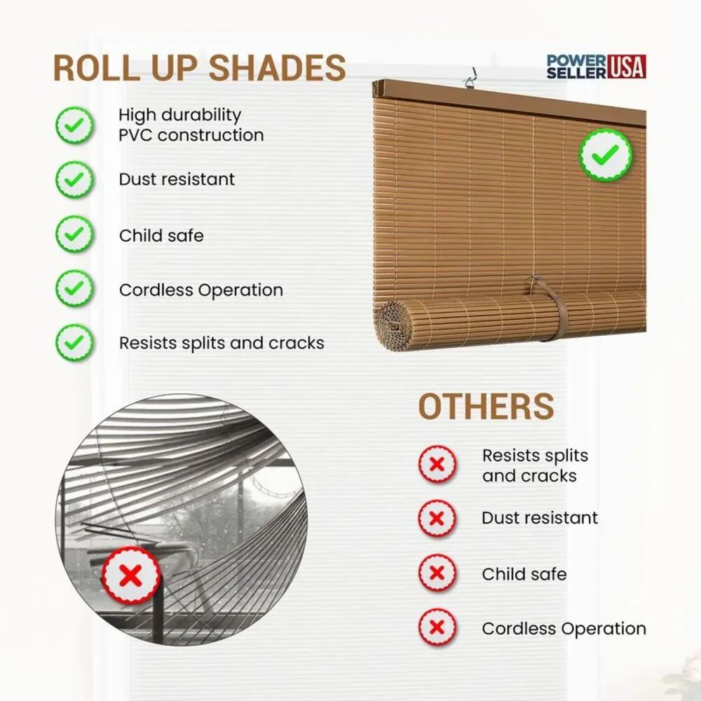 36 x 72 in. Cordless Solstice Vinyl Roll-Up Blind, Woodtone